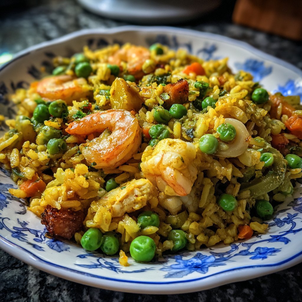 Paella mit Erbsen