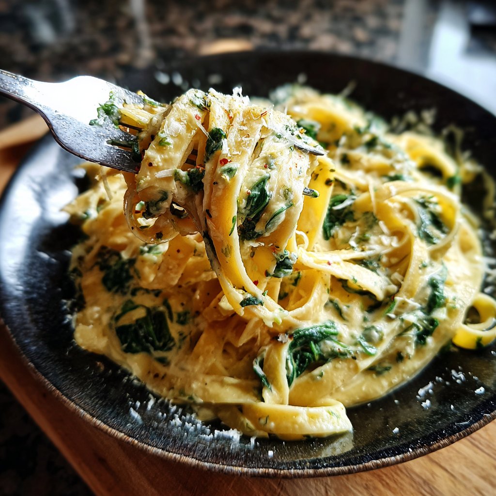 Tagliatelle mit Spinat und Zitronencreme